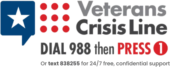 Veterans Crisis Line — dial 988 then press 1, or text 838255 for 24/7 free, confidential support